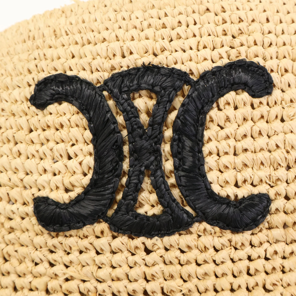 CELINE Triomphe embroidered raffia bucket hat, natural color, for women. - Picture 8 of 10